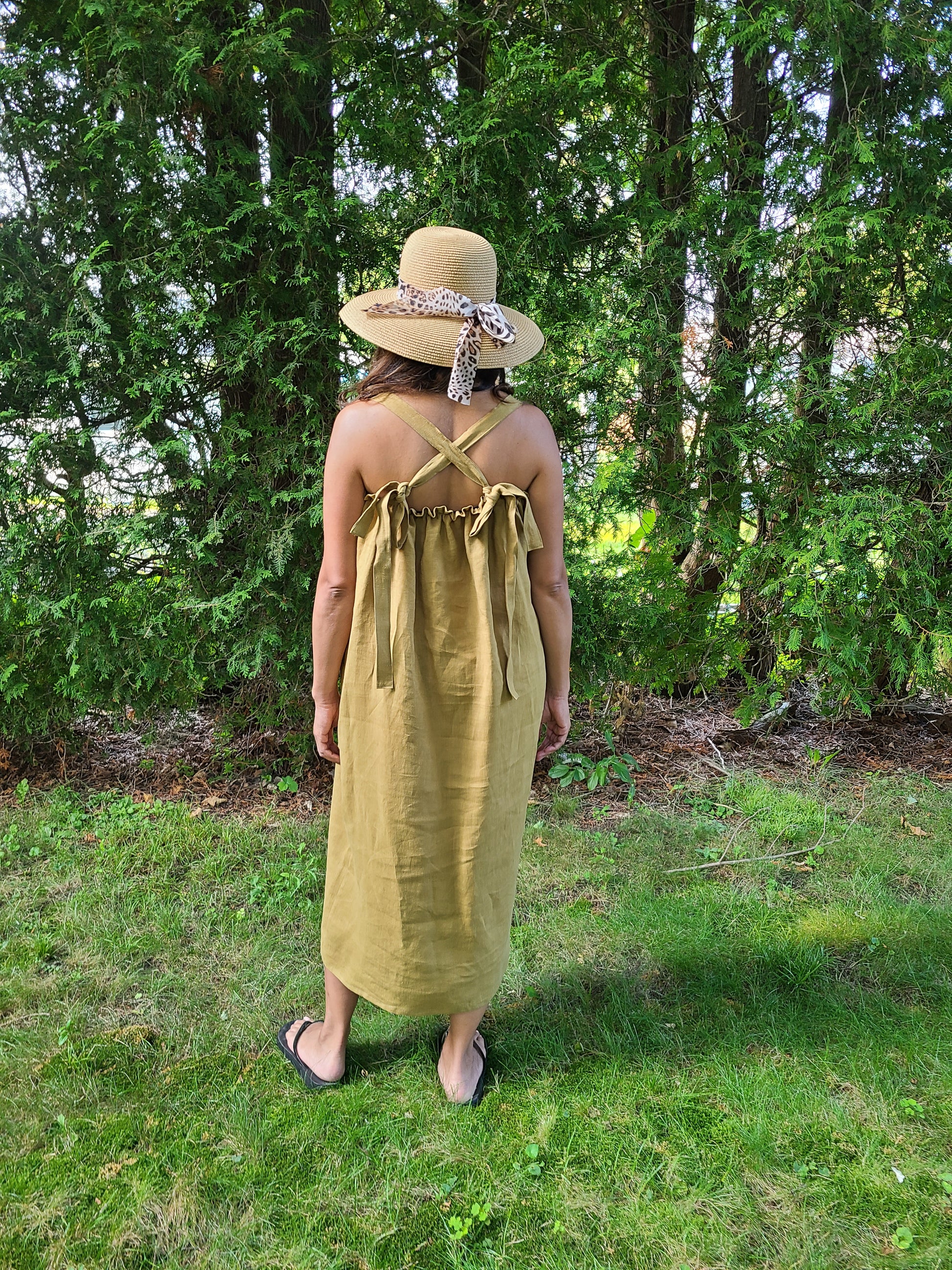 Gracie Linen Dress Long Golden Pico Charlie Cole Gracie Linen Dress Long Golden Pico Charlie Cole