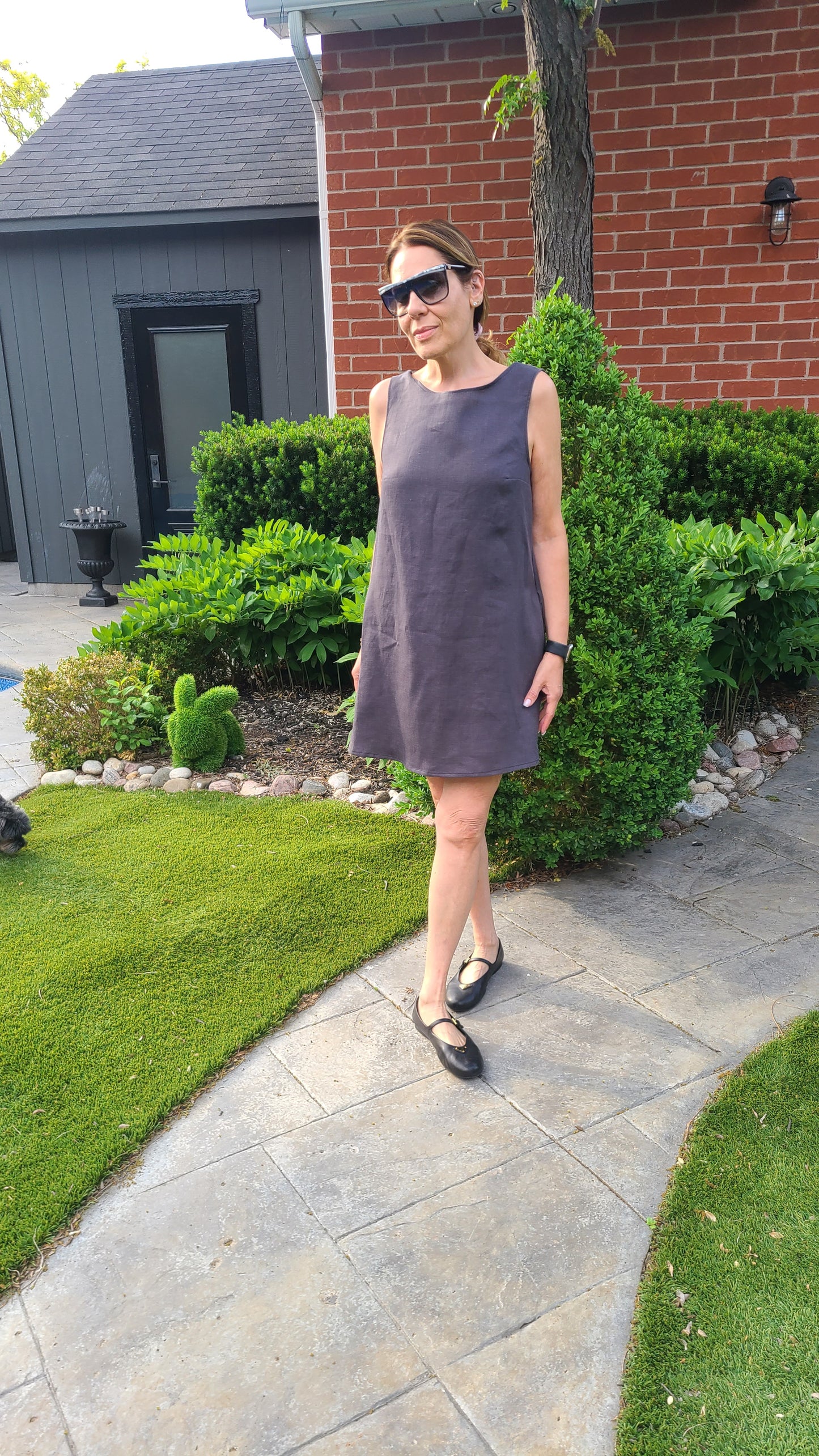 It Linen Dress Charcoal Grey