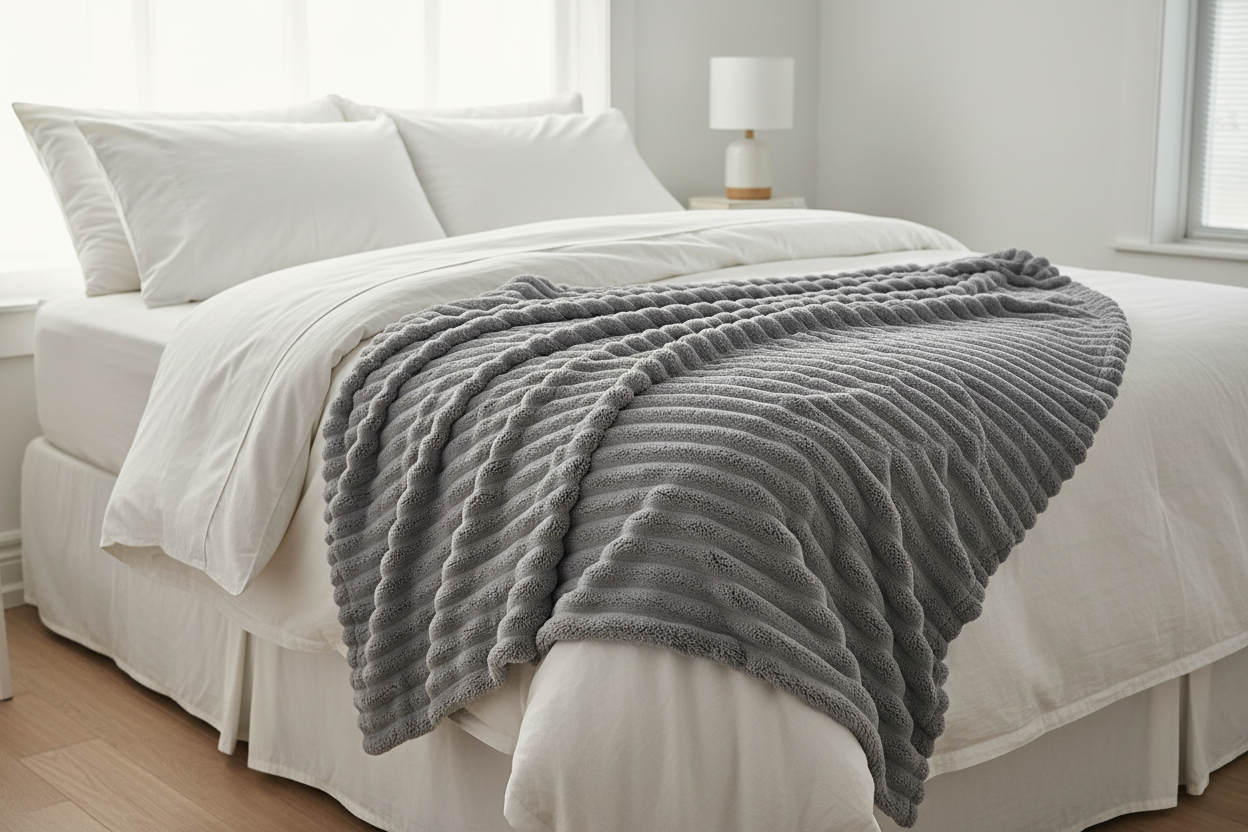 Dove Grey Linen with Silver Grey Corded Chenille Throw