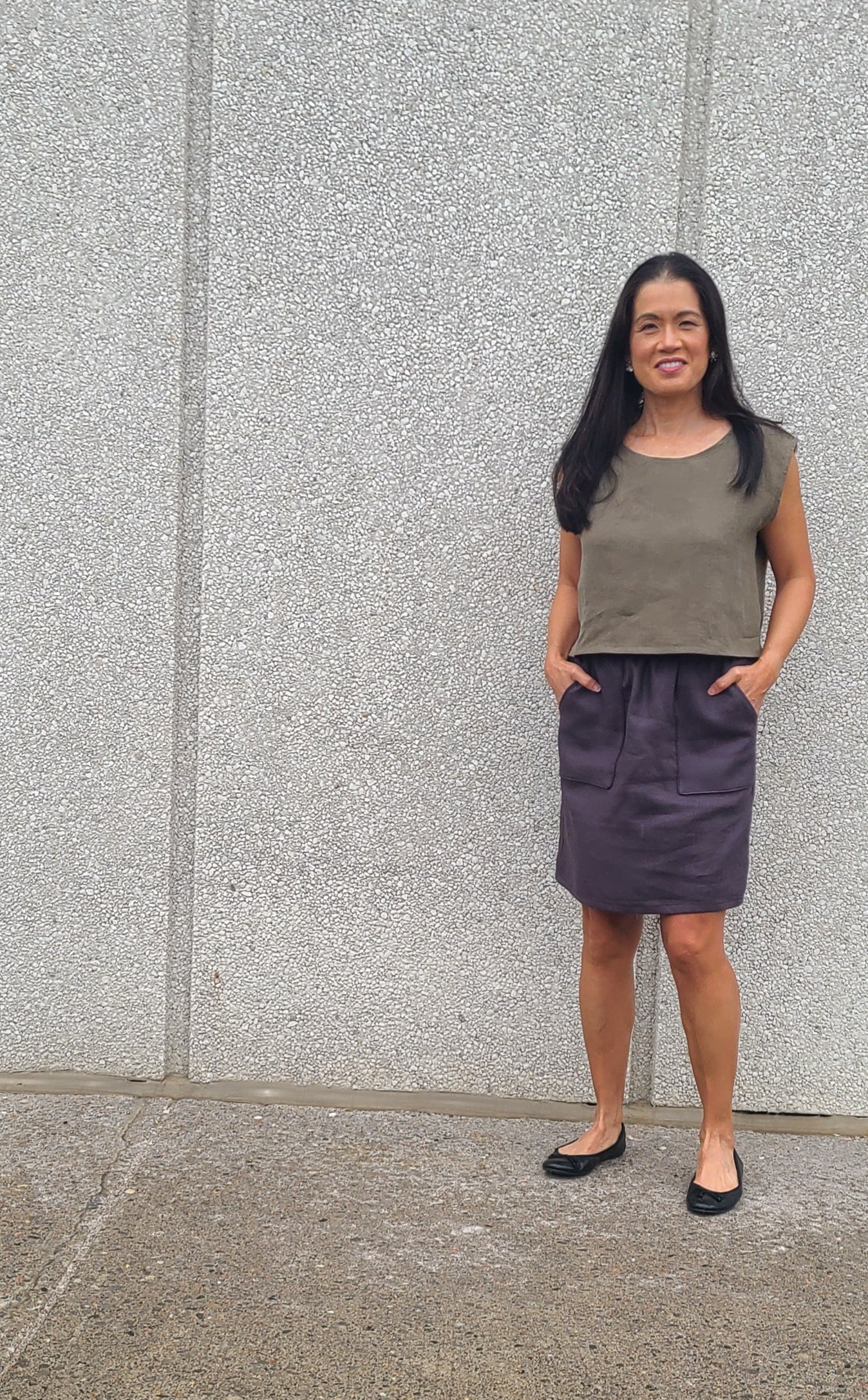 Inez Linen Skirt Charcoal