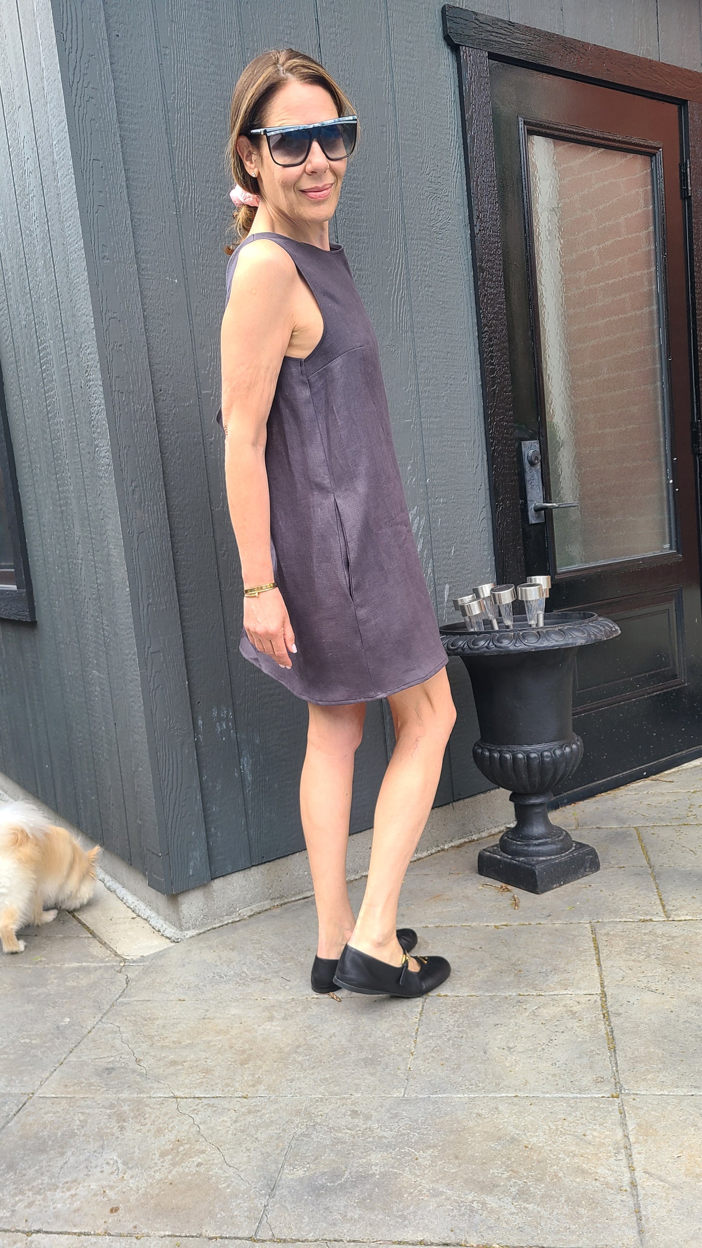 It Linen Dress Charcoal Grey