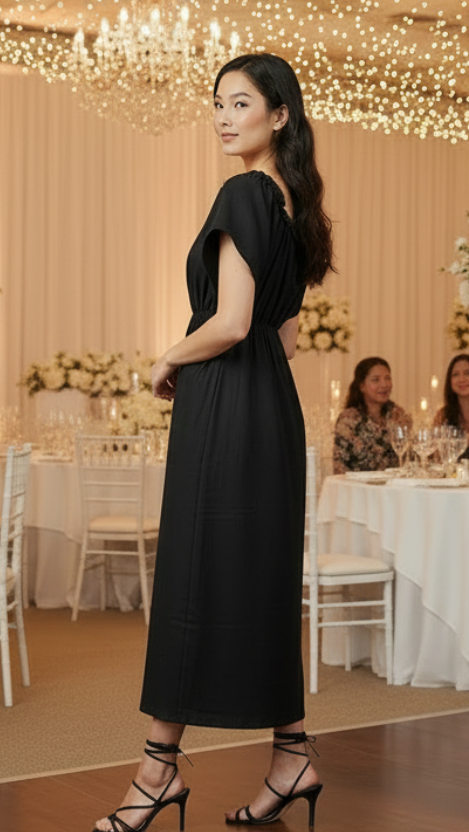 Juniper Linen Dress Black Long