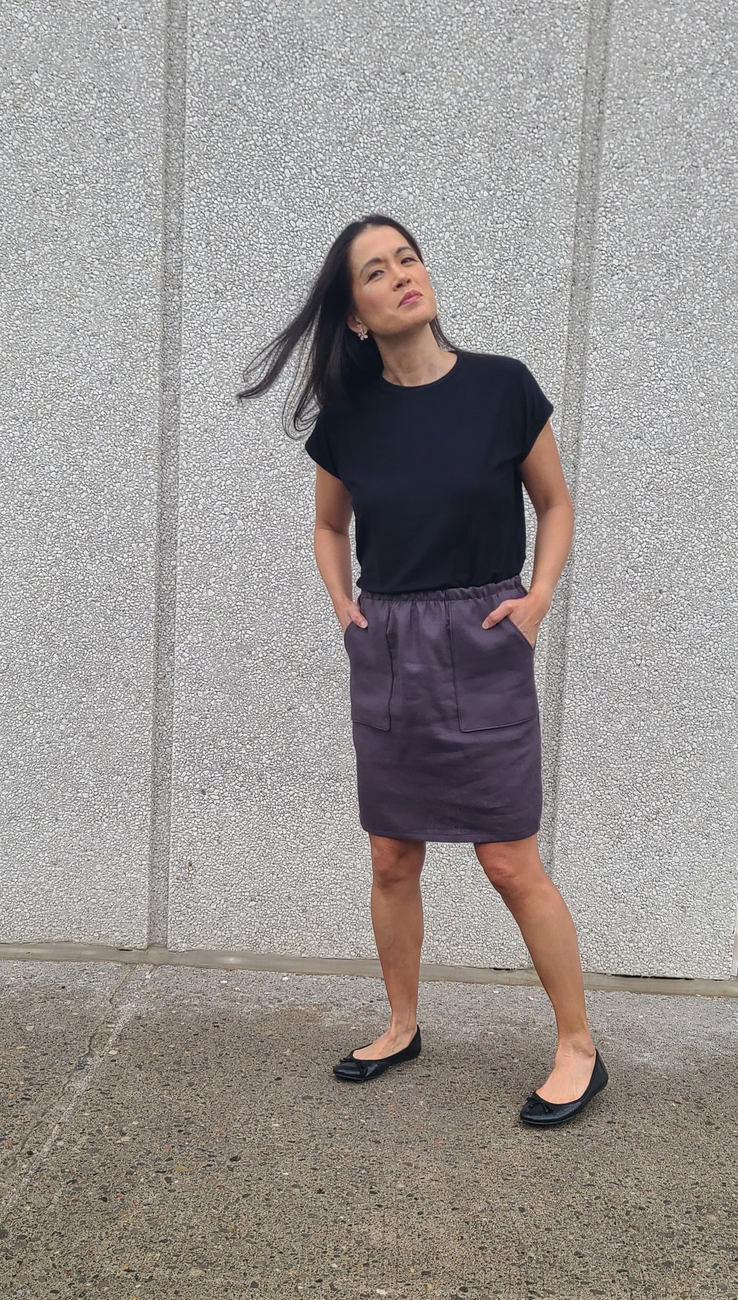 Inez Linen Skirt Charcoal