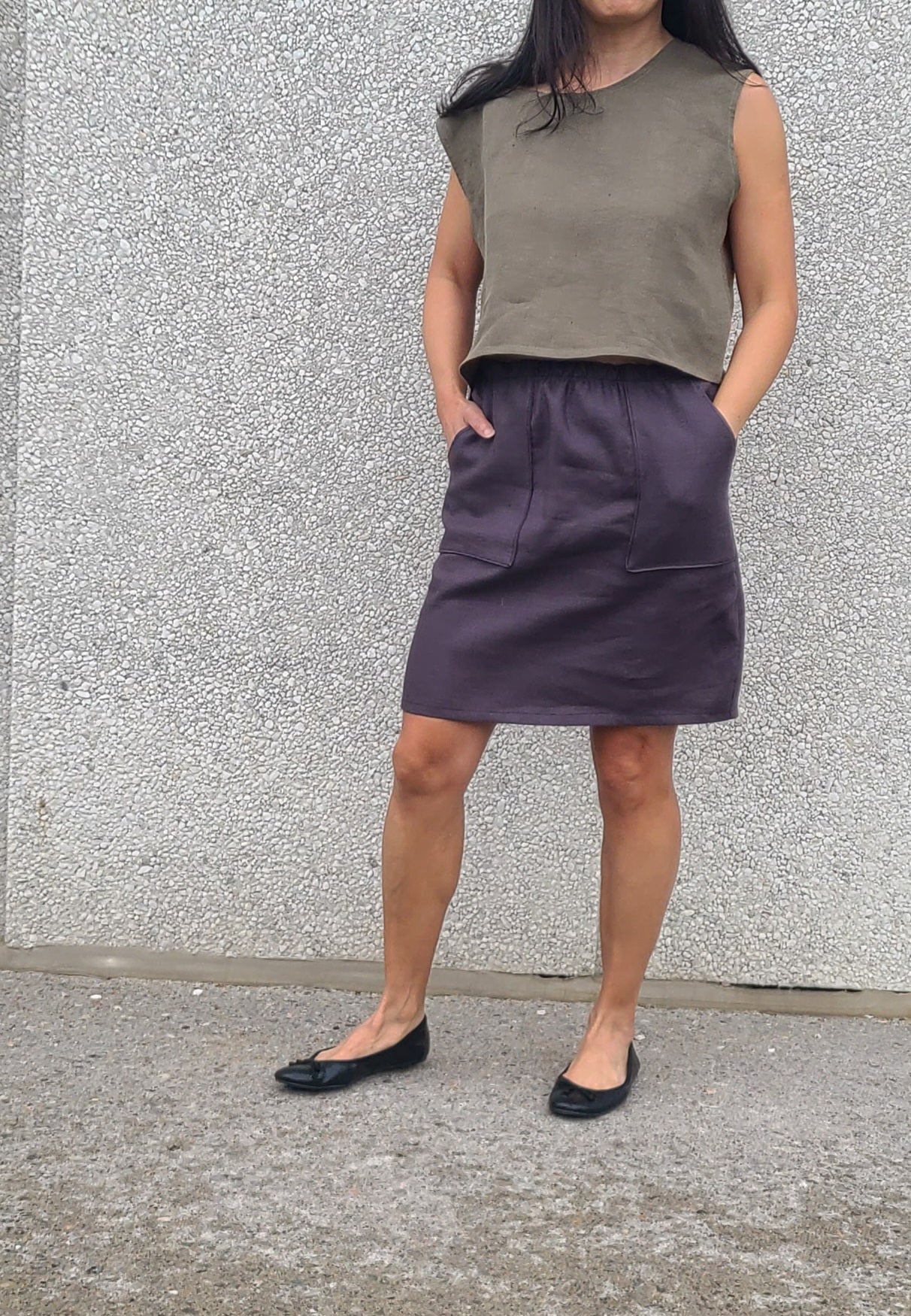 Inez Linen Skirt Charcoal