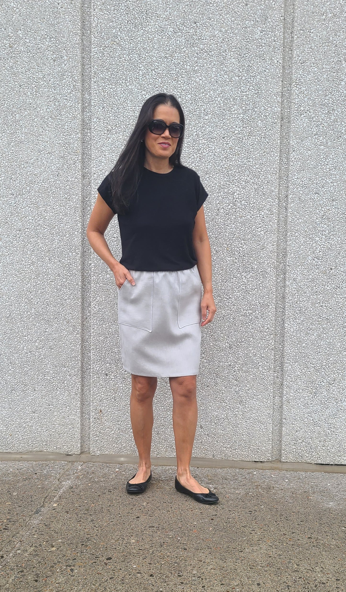 Inez Linen Skirt Dove Grey