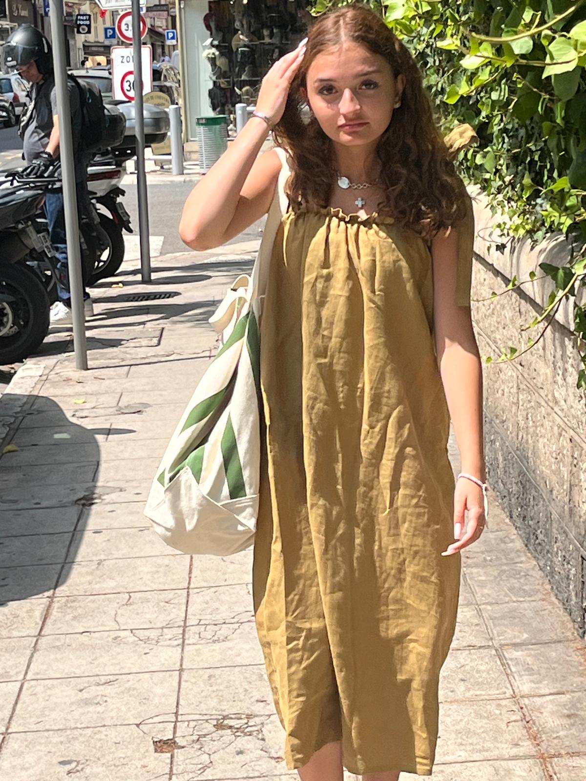 Gracie Linen Dress Long Golden