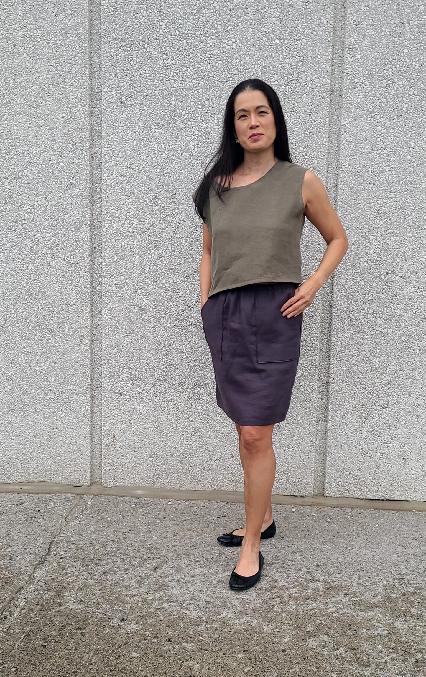 Inez Linen Skirt Charcoal