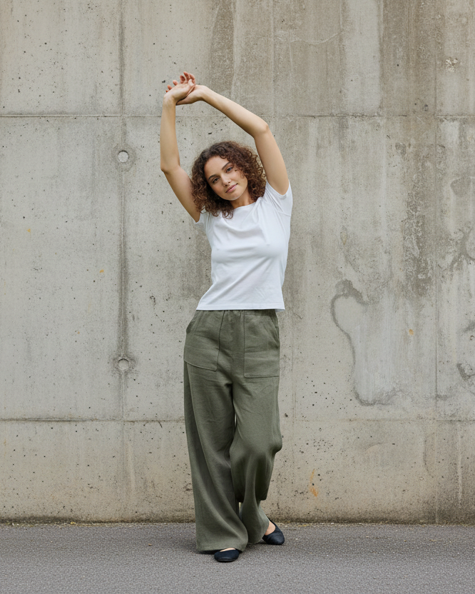 Sierra Wide Leg Linen Pants Olive