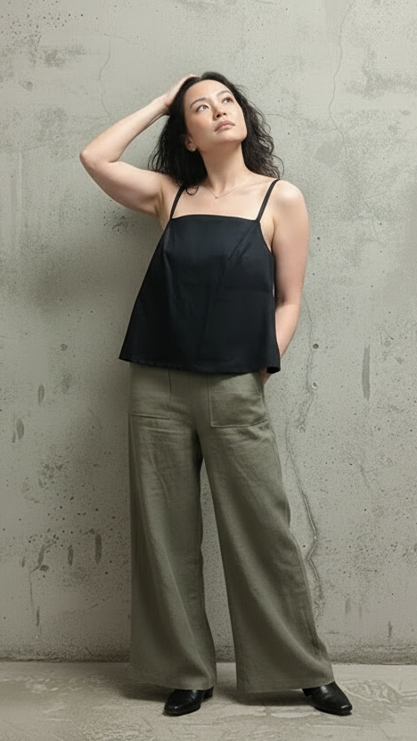 Sierra Wide Leg Linen Pants Olive