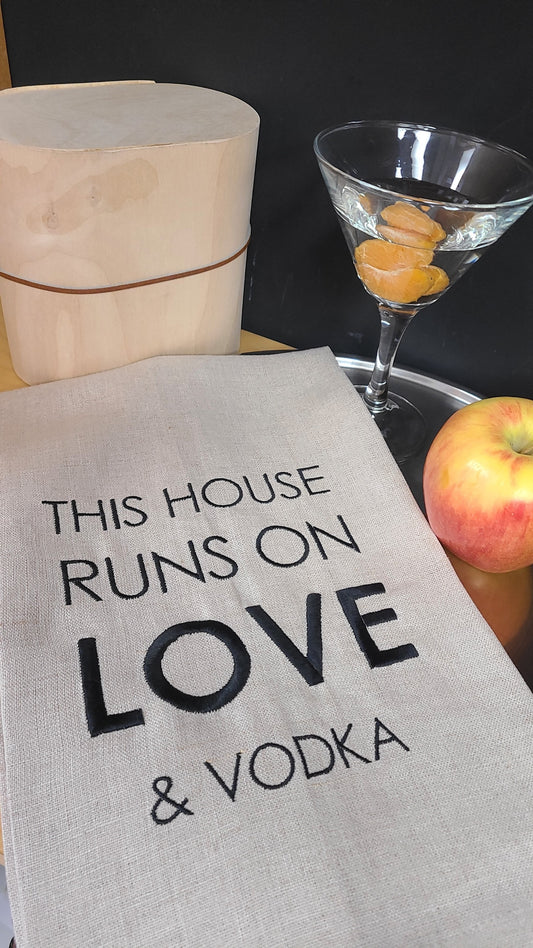 This House Runs on... Linen Tea Towel Natural