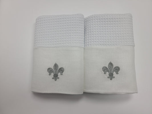 Fleur de lys Spa Waffle Hand Towel Set of 2