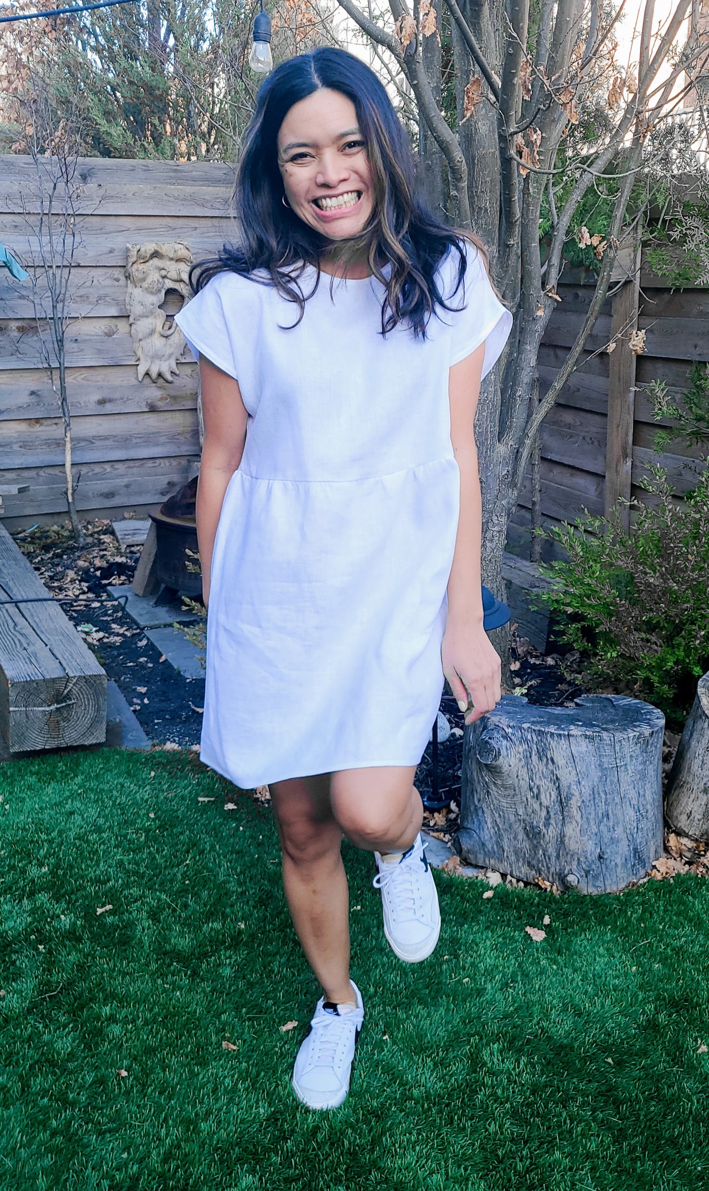 The LILY Linen Dress in White