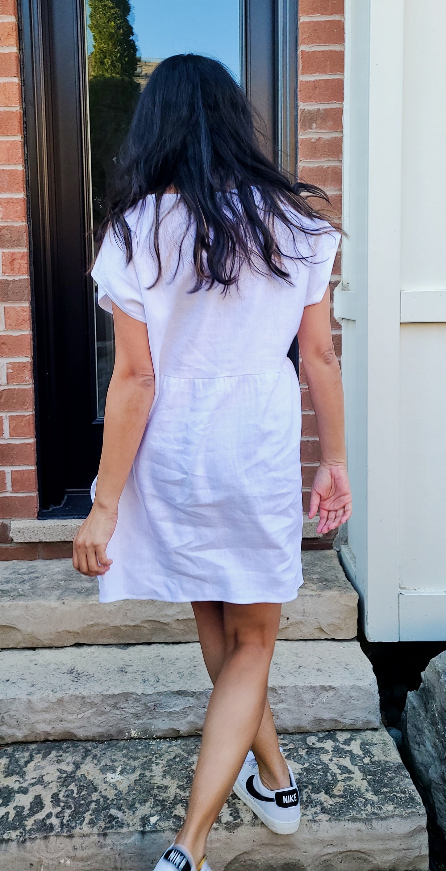 The LILY Linen Dress in White