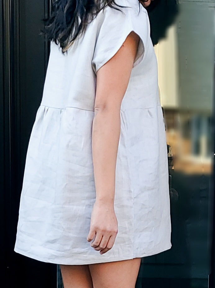 The LILY Linen Dress in Dove Grey