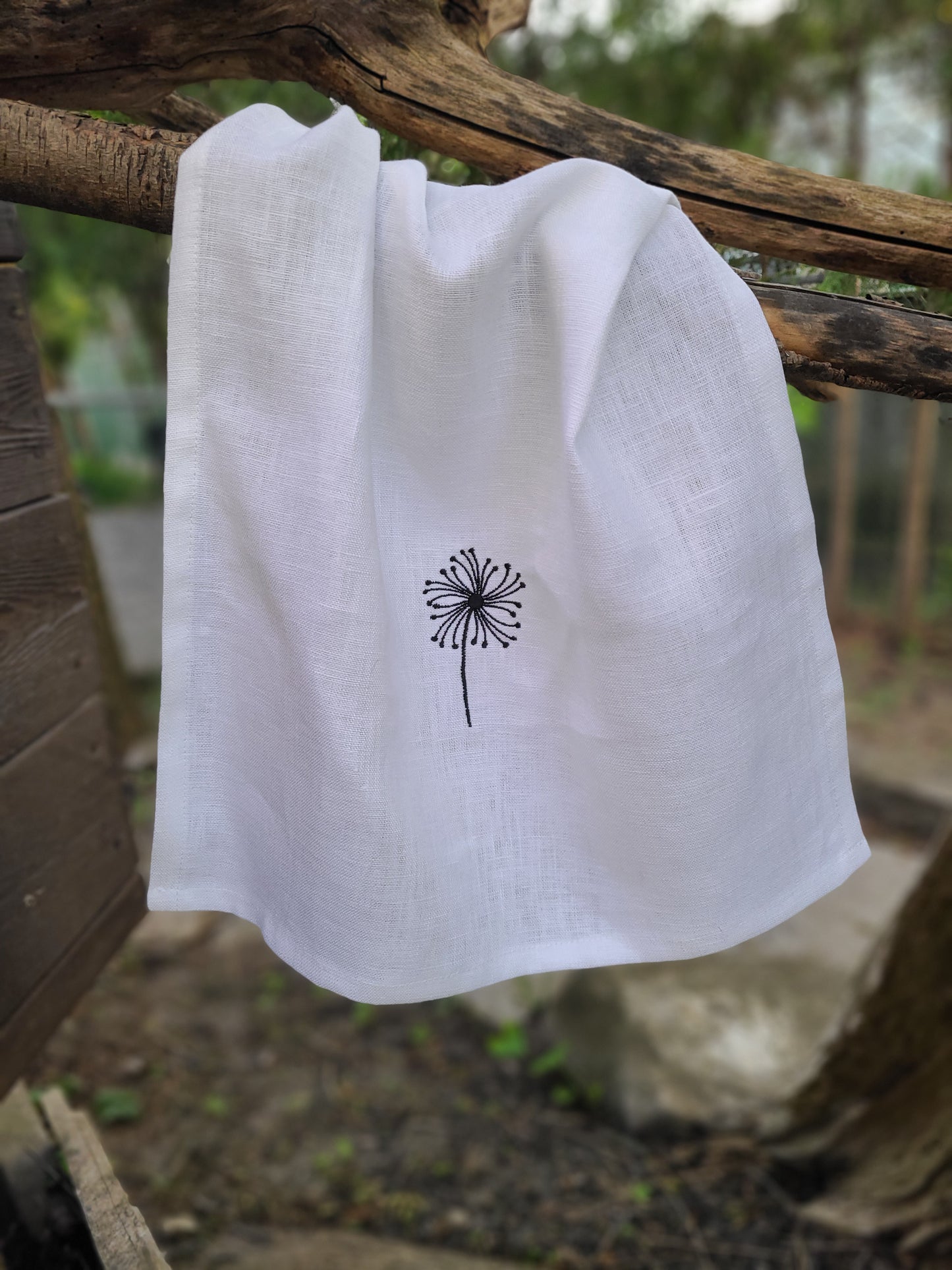 Allium white Linen Tea Towel
