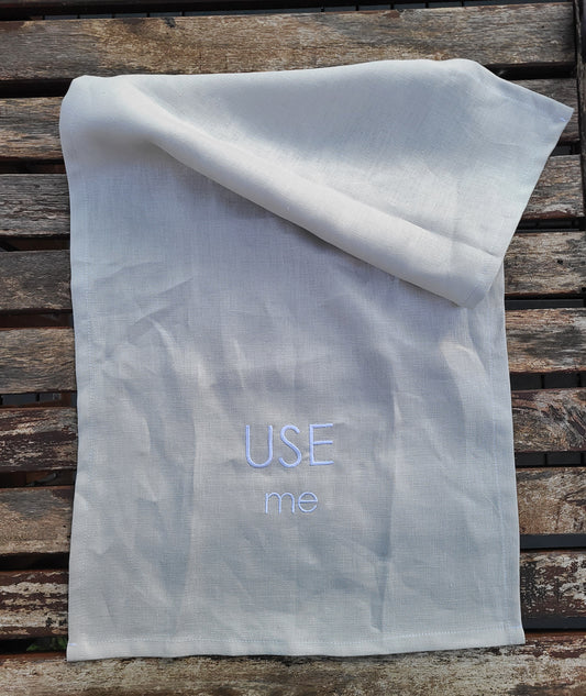 Use Me Dove Grey Linen Tea Towel