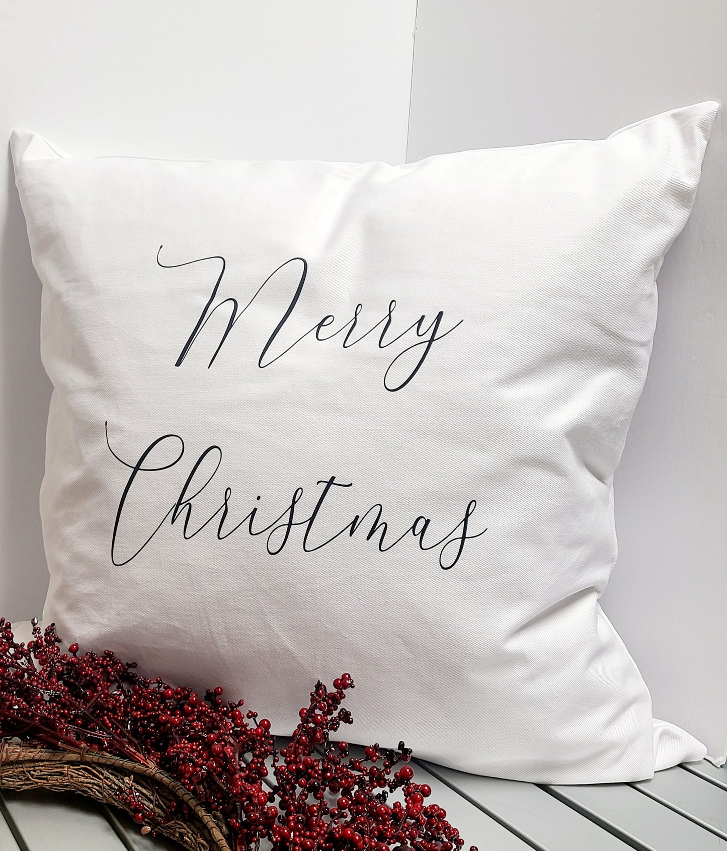 Merry Christmas Denim Cotton Pillow