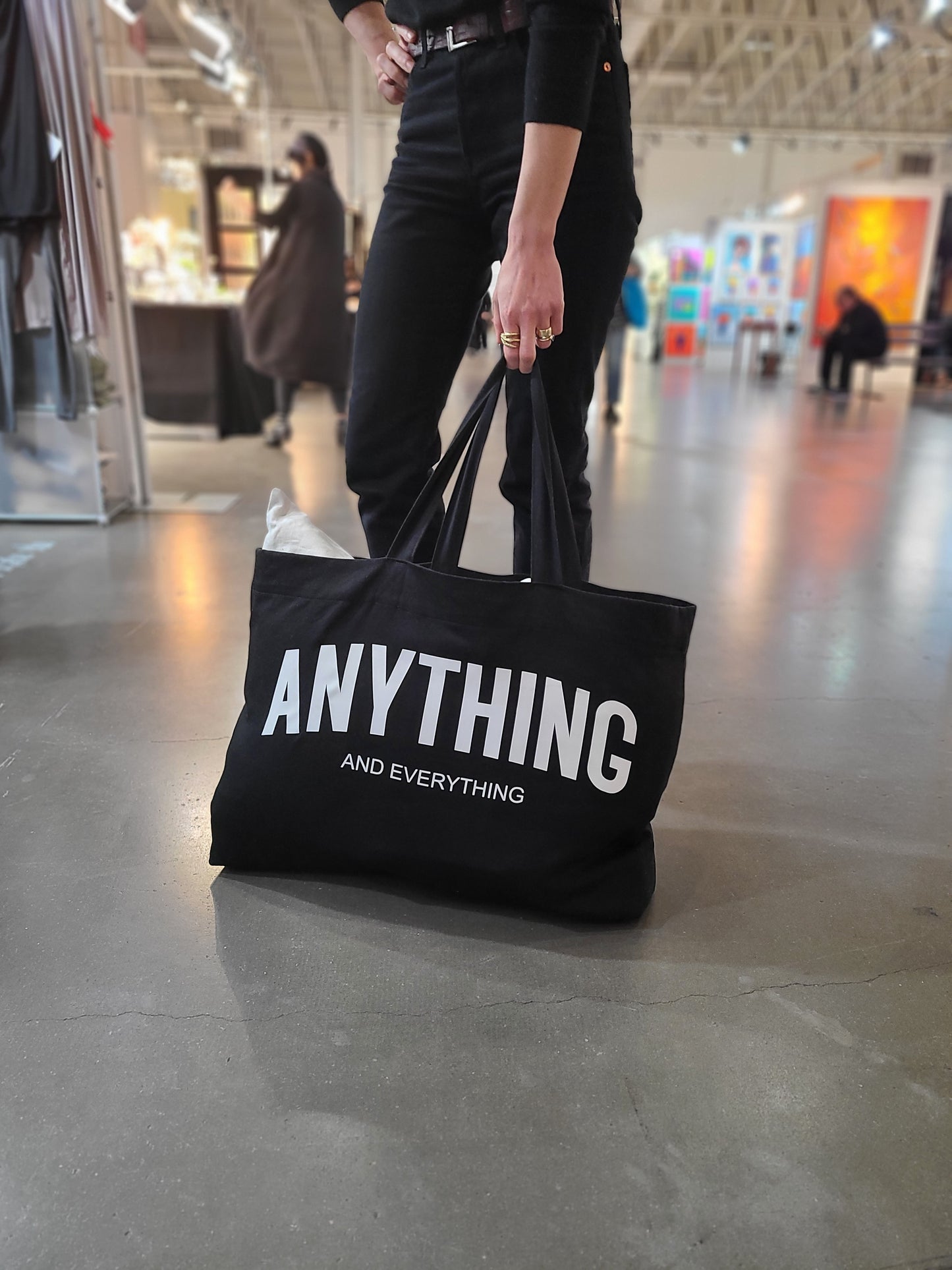 Anything and Everything Tote Bag Black