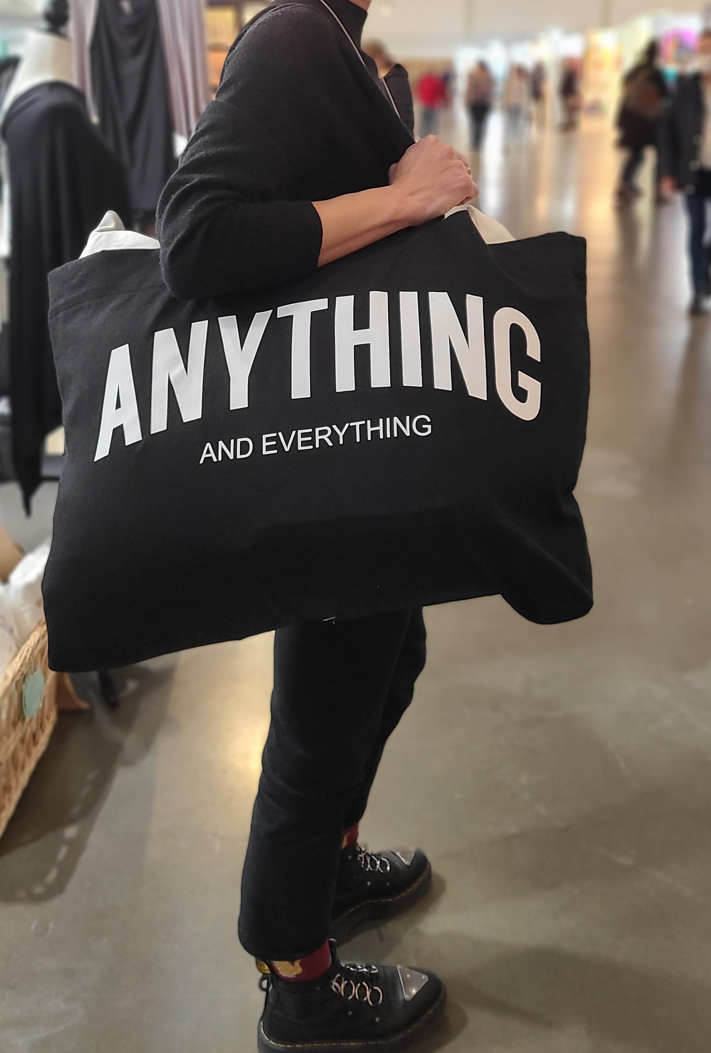 Anything and Everything Tote Bag Black