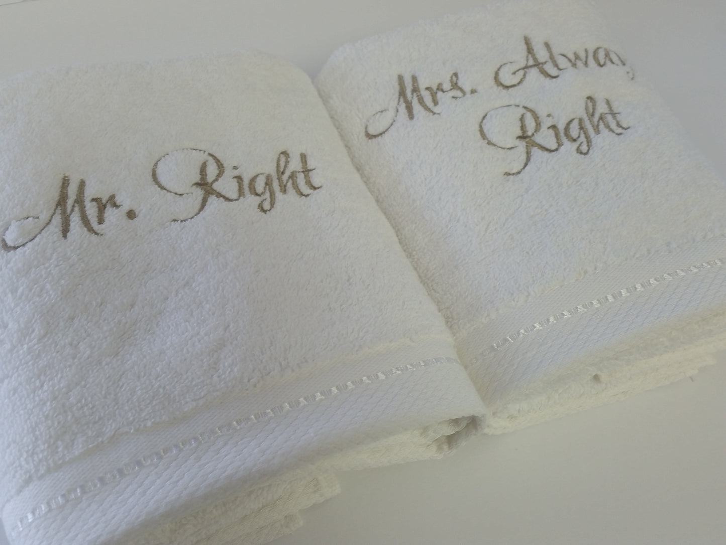 Mr. Right/ Mrs. Always Right Hand Towel Set