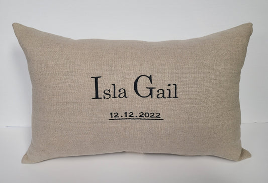 Announcement Linen Pillow