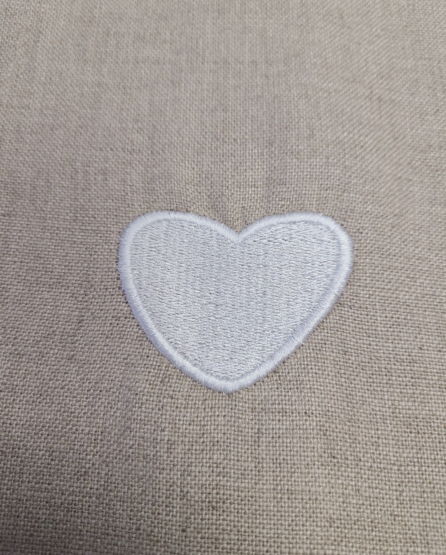 Little White Heart Linen Tea Towel