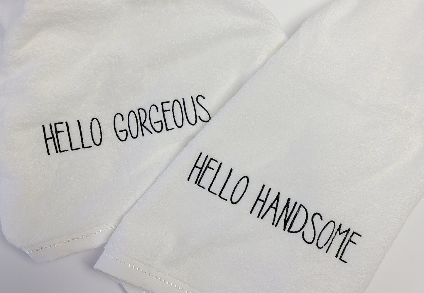 HELLO GORGEOUS HELLO HANDSOME  Bath Towel Set
