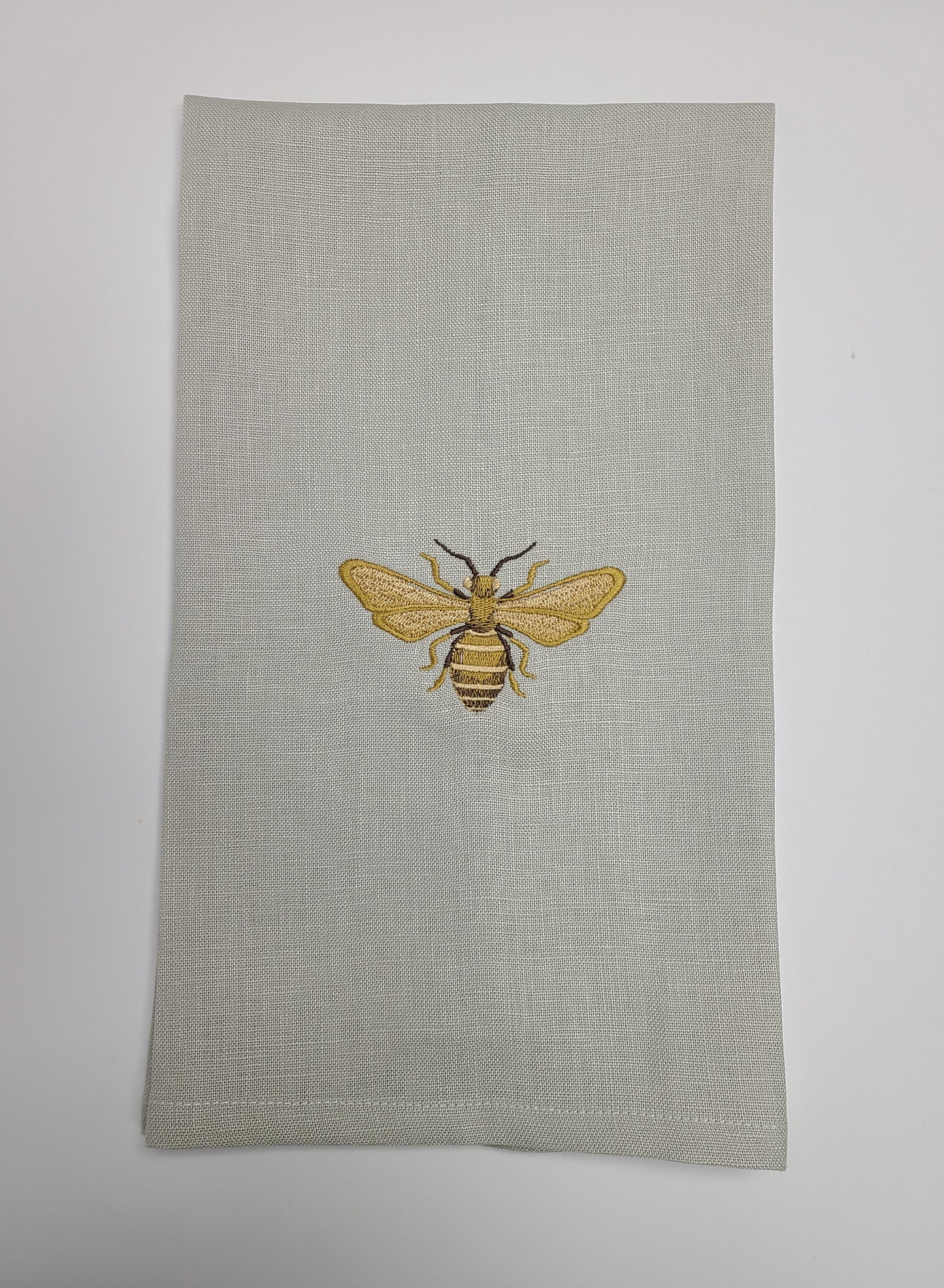 Napoleonic Bee Linen Tea Towel light Dove Grey