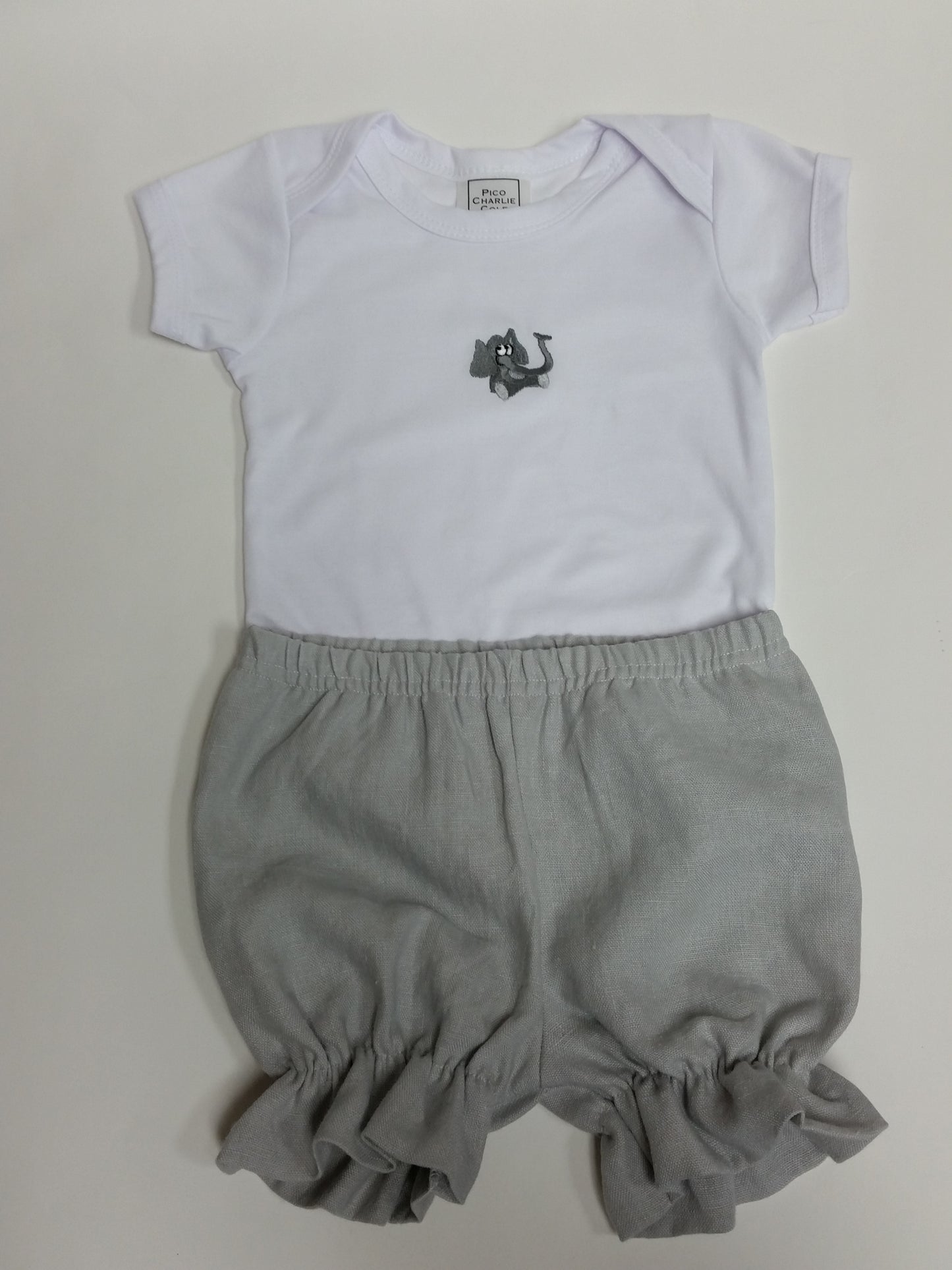 Elephant Baby One Piece and Linen Bloomers
