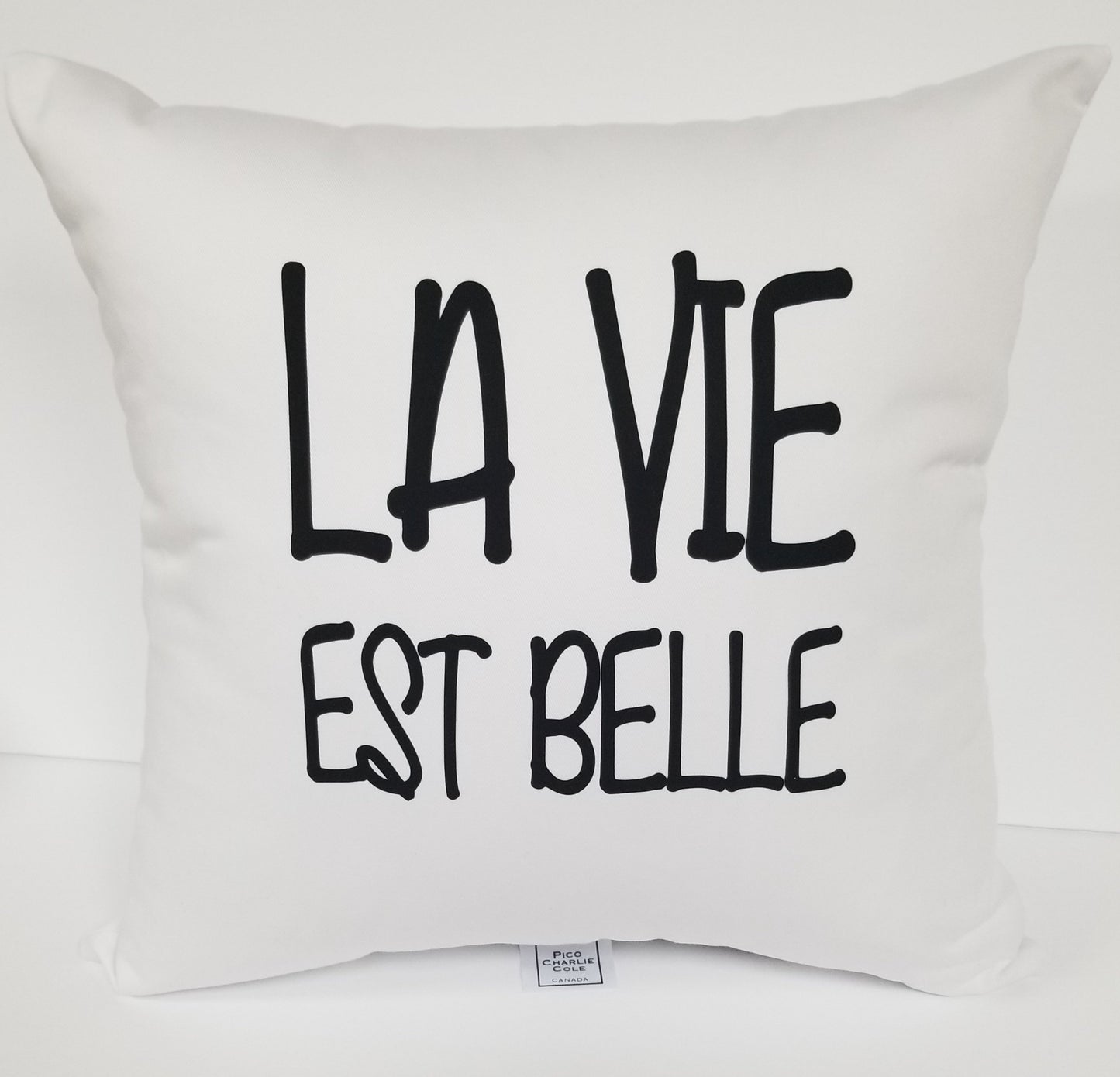 La vie est belle Cotton Pillow 16"