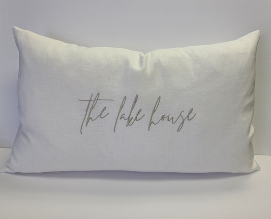 the lake house white linen pillow 16"x24"